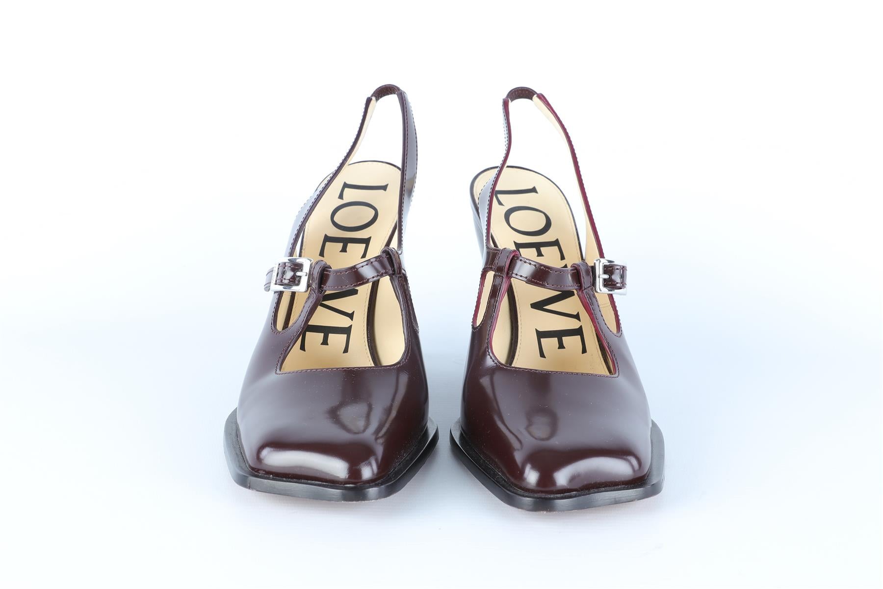 LOEWE BURGUNDY ONDA LEATHER PUMPS EU 39 UK 6 US 9