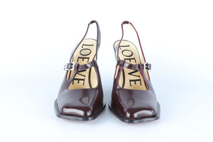 LOEWE BURGUNDY ONDA LEATHER PUMPS EU 39 UK 6 US 9