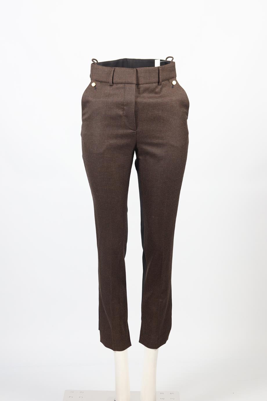PETAR PETROV HOUNDSTOOTH WOOL STRAIGHT LEG PANTS FR 36 UK 8