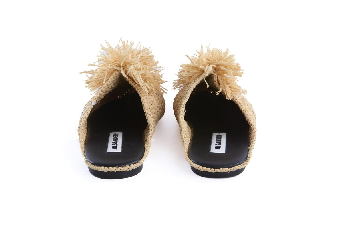 JIL SANDER BEIGE RAFFIA MULES EU 38 UK 5 US 8
