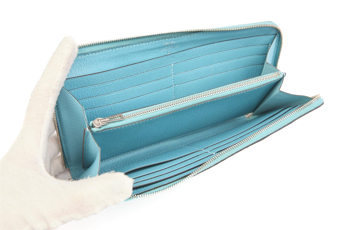 HERMÈS BLUE 2015 AZAP CLASSIC MATTE ALLIGATOR MISSISSIPPIENSIS WALLET