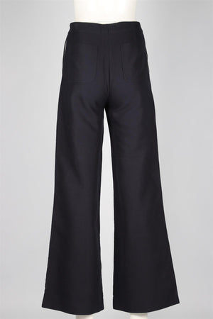 SANDRO BLUE COTTON BLEND WIDE LEG PANTS FR 36 UK 8