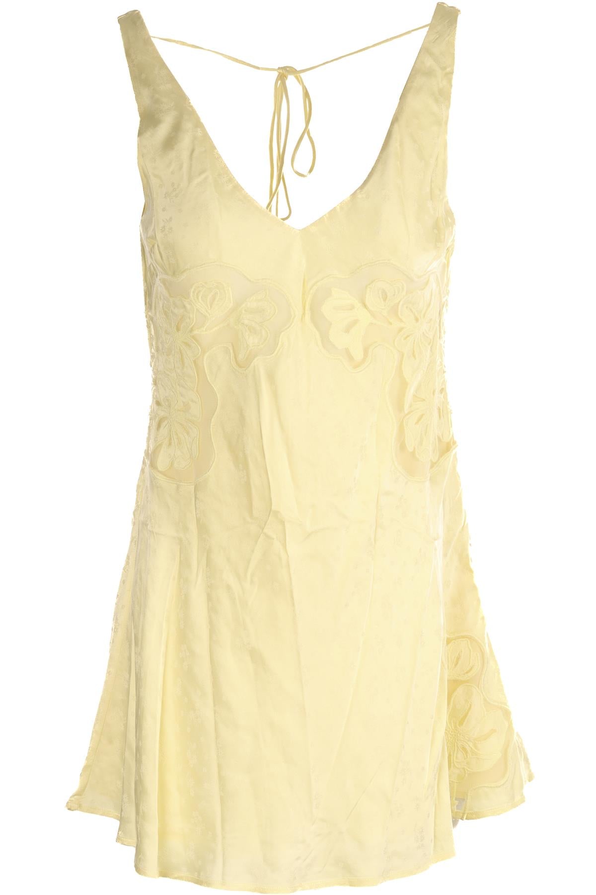 FOR LOVE & LEMONS YELLOW SATIN MINI DRESS XSMALL
