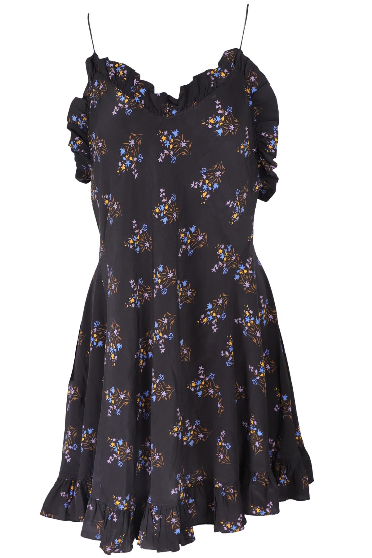 LES REVERIES BLACK SILK MINI DRESS UK 10