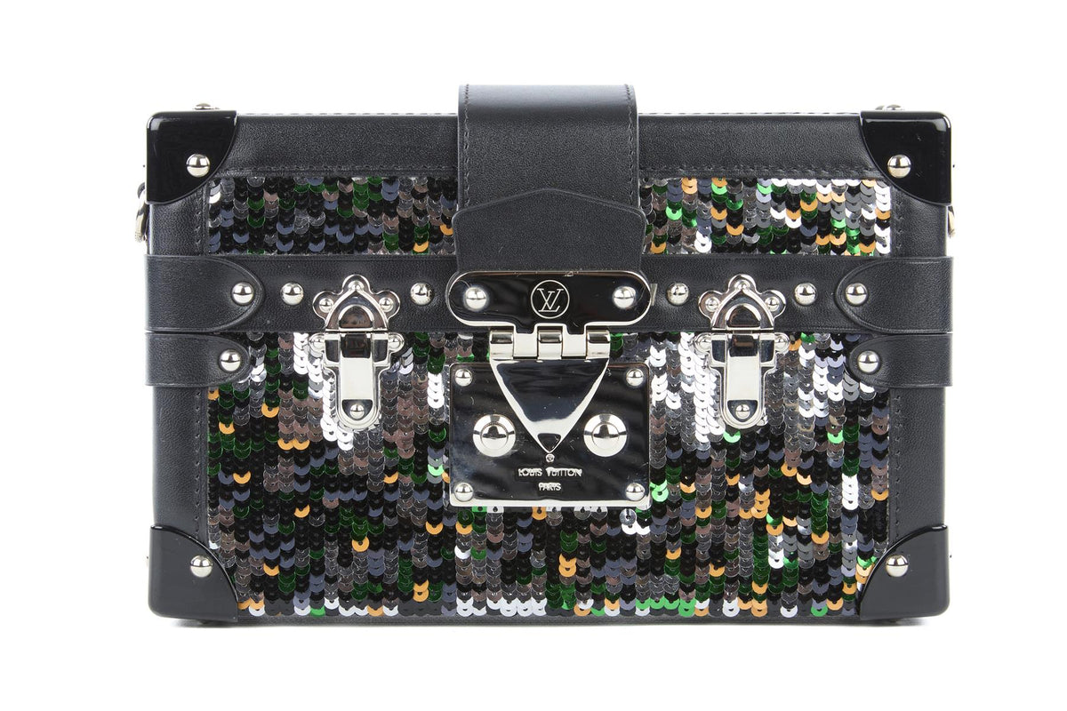 LOUIS VUITTON BLACK 2016 PETITE MALLE SEQUIN CLUTCH