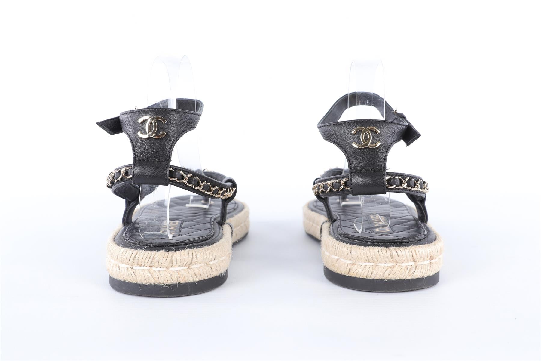 CHANEL BLACK 2021 LEATHER SANDALS EU 40 UK 7