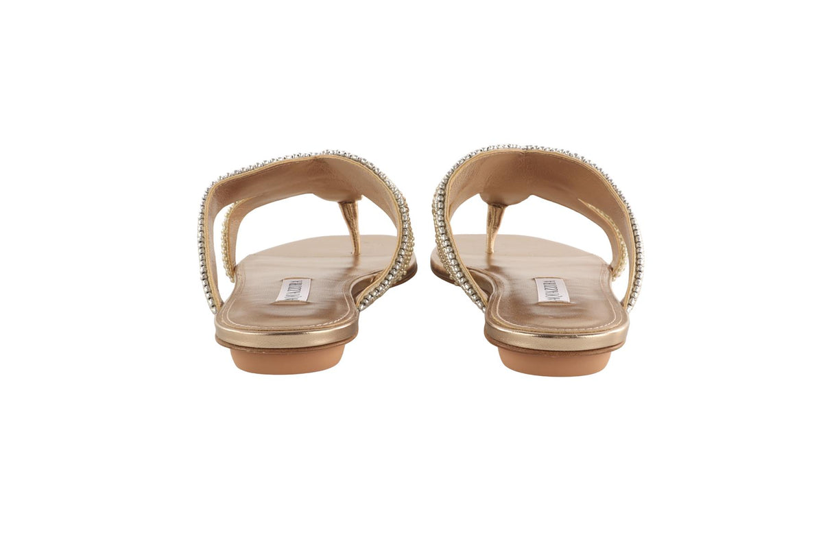 AQUAZZURA GOLD REEF STAR LEATHER SANDALS EU 37 UK 4 US 7