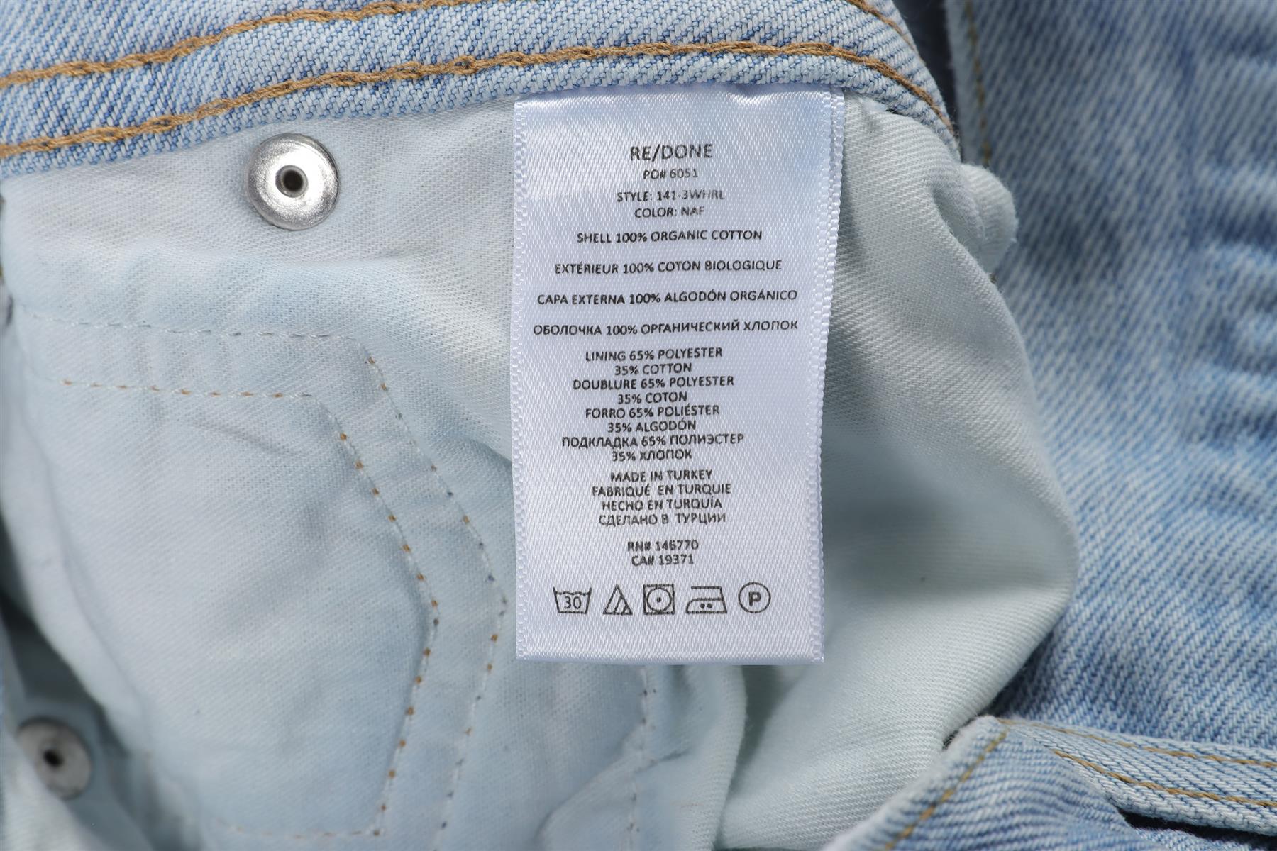 RE/DONE BLUE HIGH RISE STRAIGHT LEG JEANS W24 UK 6