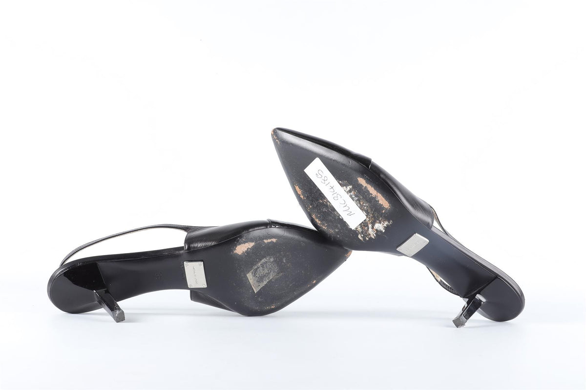 MICHAEL KORS BLACK LEATHER SLINGBACK PUMPS EU 38.5 UK 5.5 US 8.5