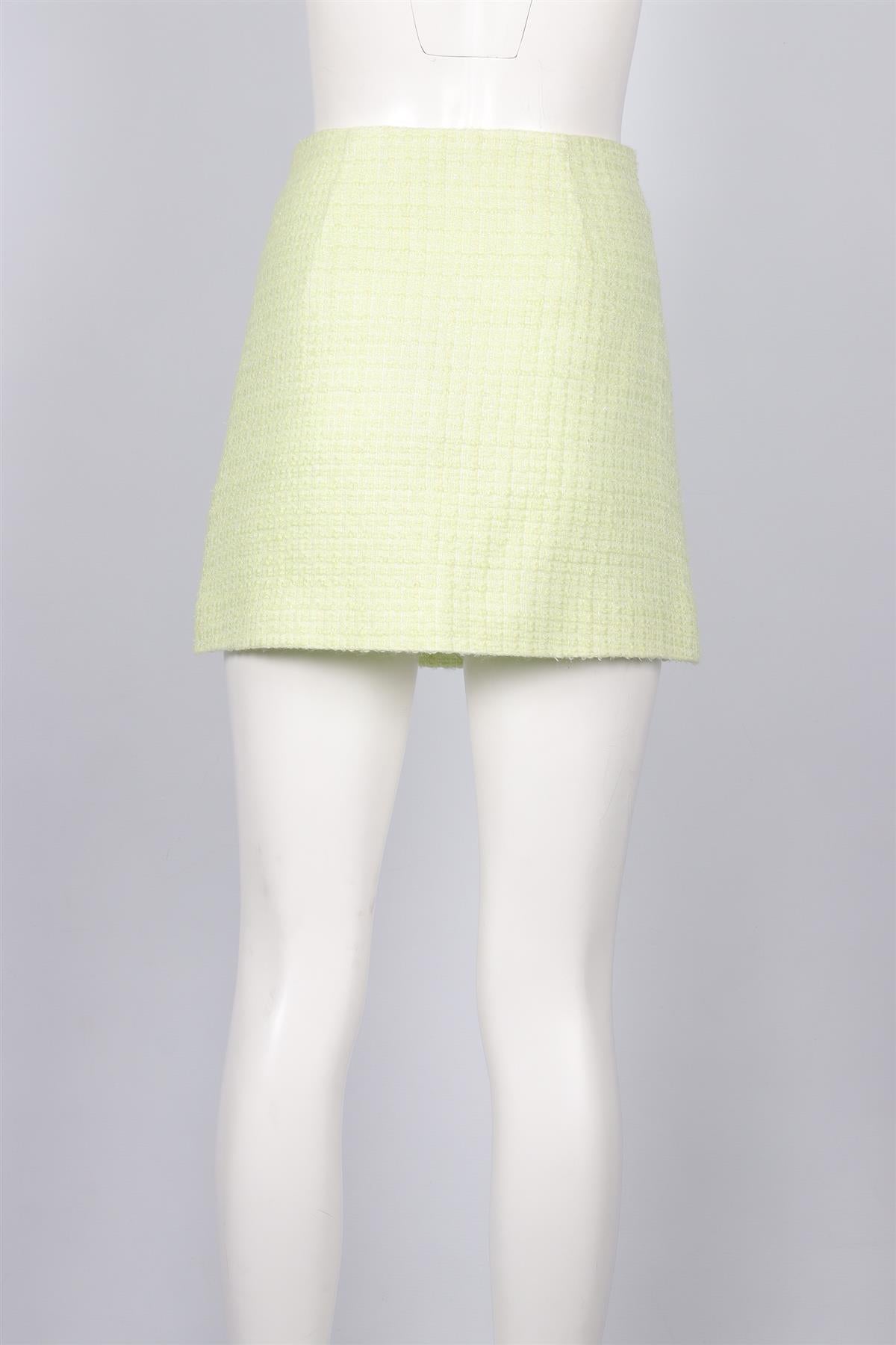 SELF-PORTRAIT GREEN TWEED MINI SKIRT UK 6