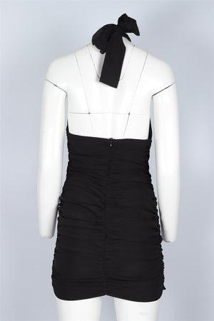 MAGDA BUTRYM BLACK SILK MINI DRESS FR 36 UK 8