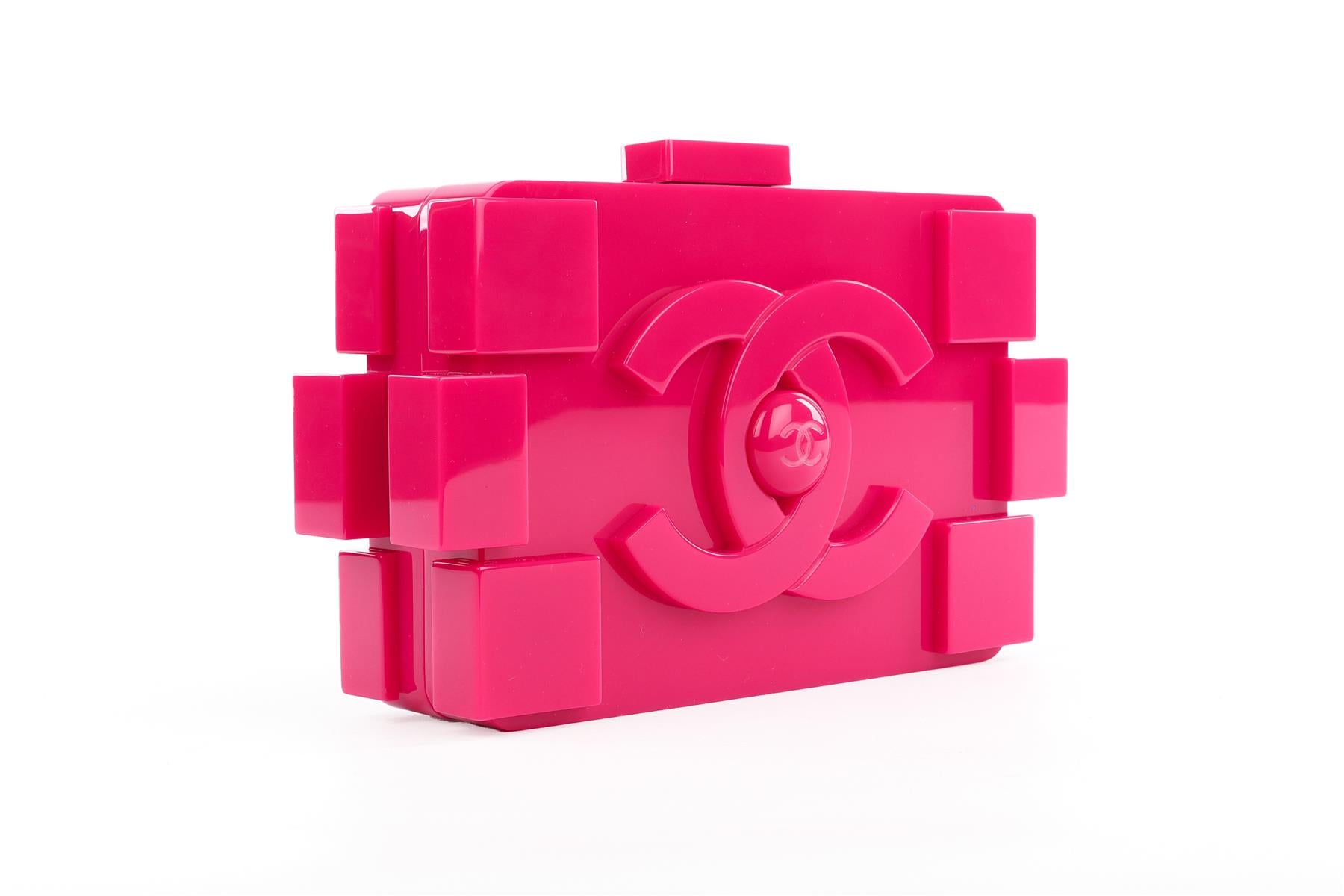 CHANEL PINK 2014 BOY BRICK LEGO PLEXIGLASS CLUTCH
