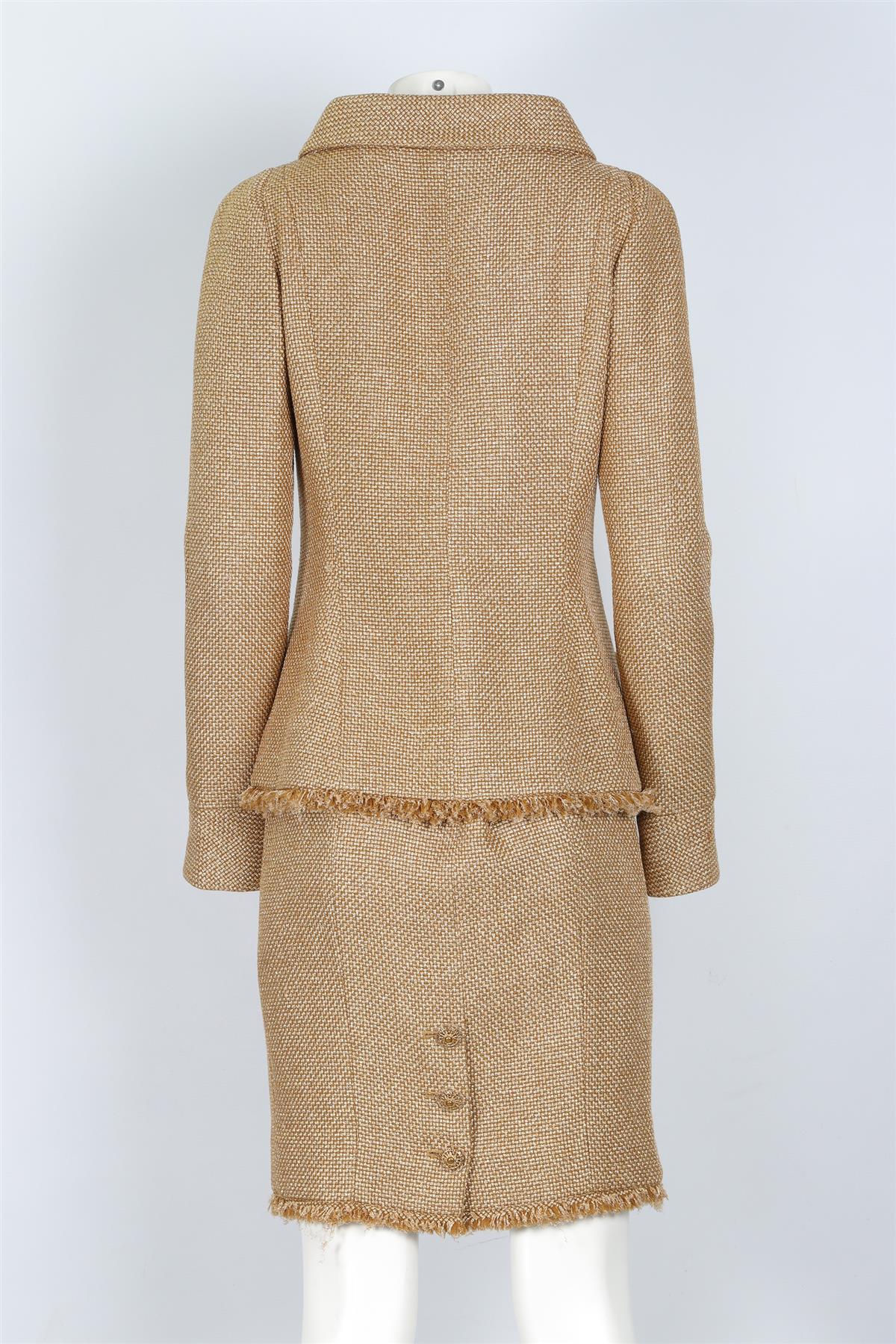 CHANEL GOLD 2013 WOOL SKIRT SUIT FR 40 UK 12