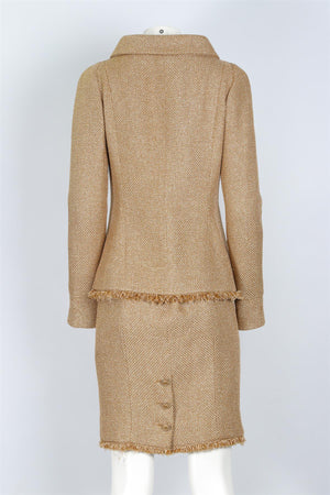 CHANEL GOLD 2013 WOOL SKIRT SUIT FR 40 UK 12