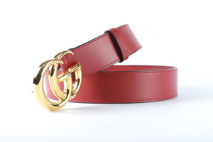 GUCCI RED GG LEATHER BELT 90 CM