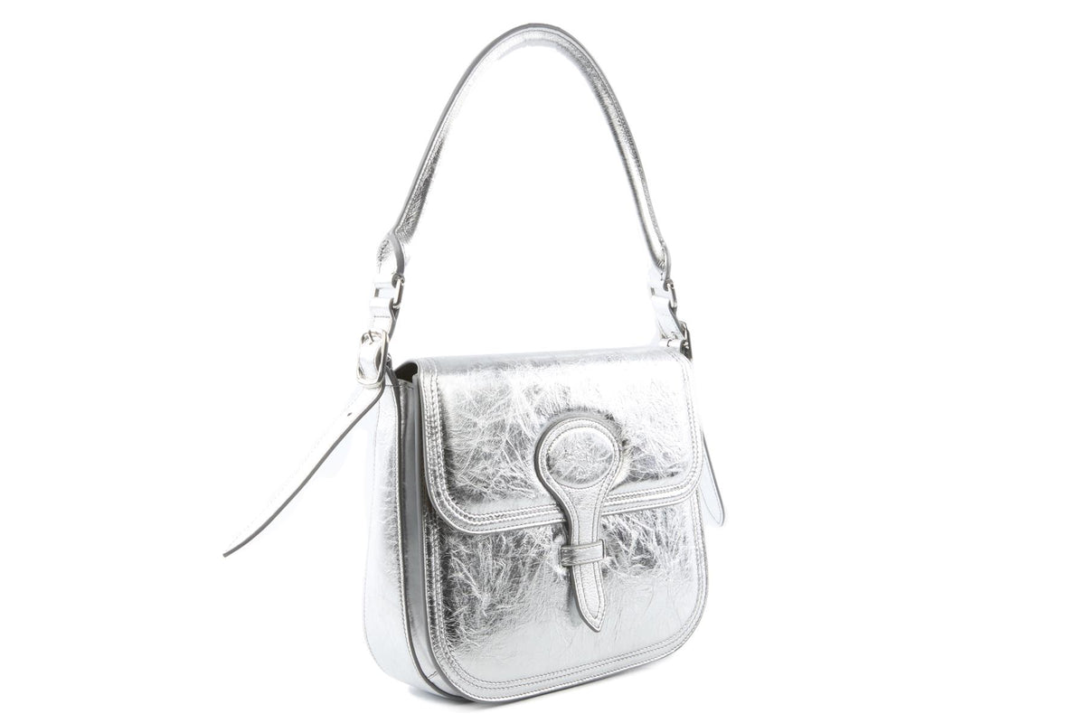 BALLY SILVER BECKETT LEATHER SHOULDER BAG