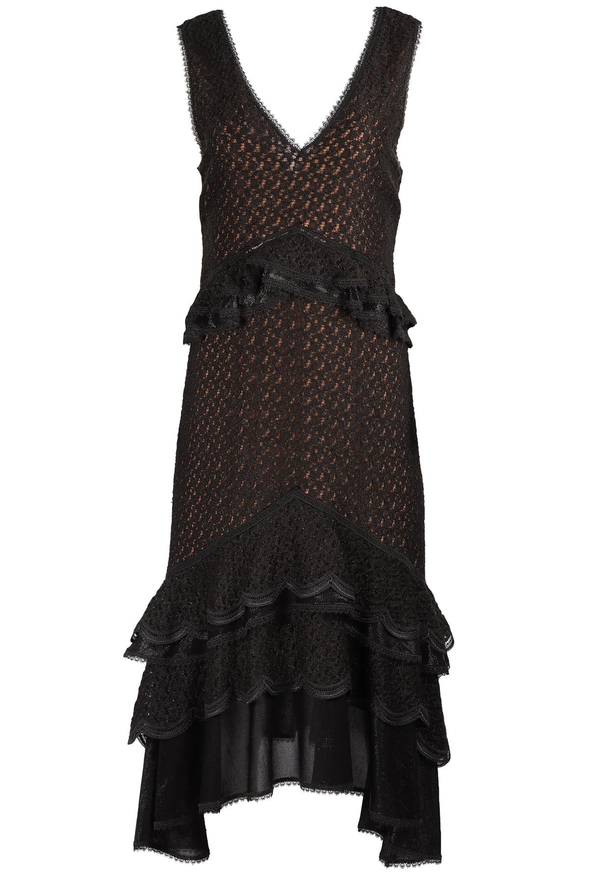 JONATHAN SIMKHAI BLACK LACE MIDI DRESS US 10 UK 14