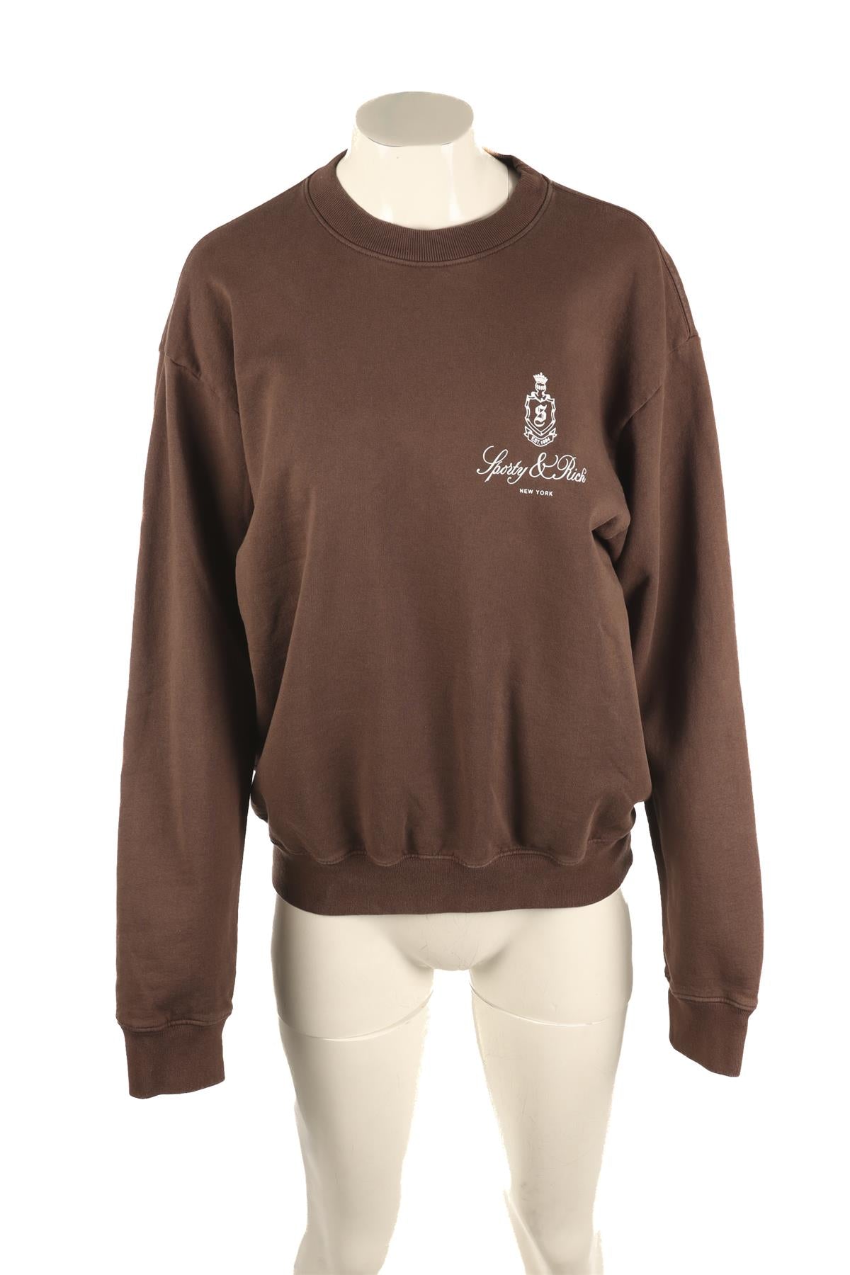 SPORTY & RICH BROWN COTTON SWEATSHIRT SMALL