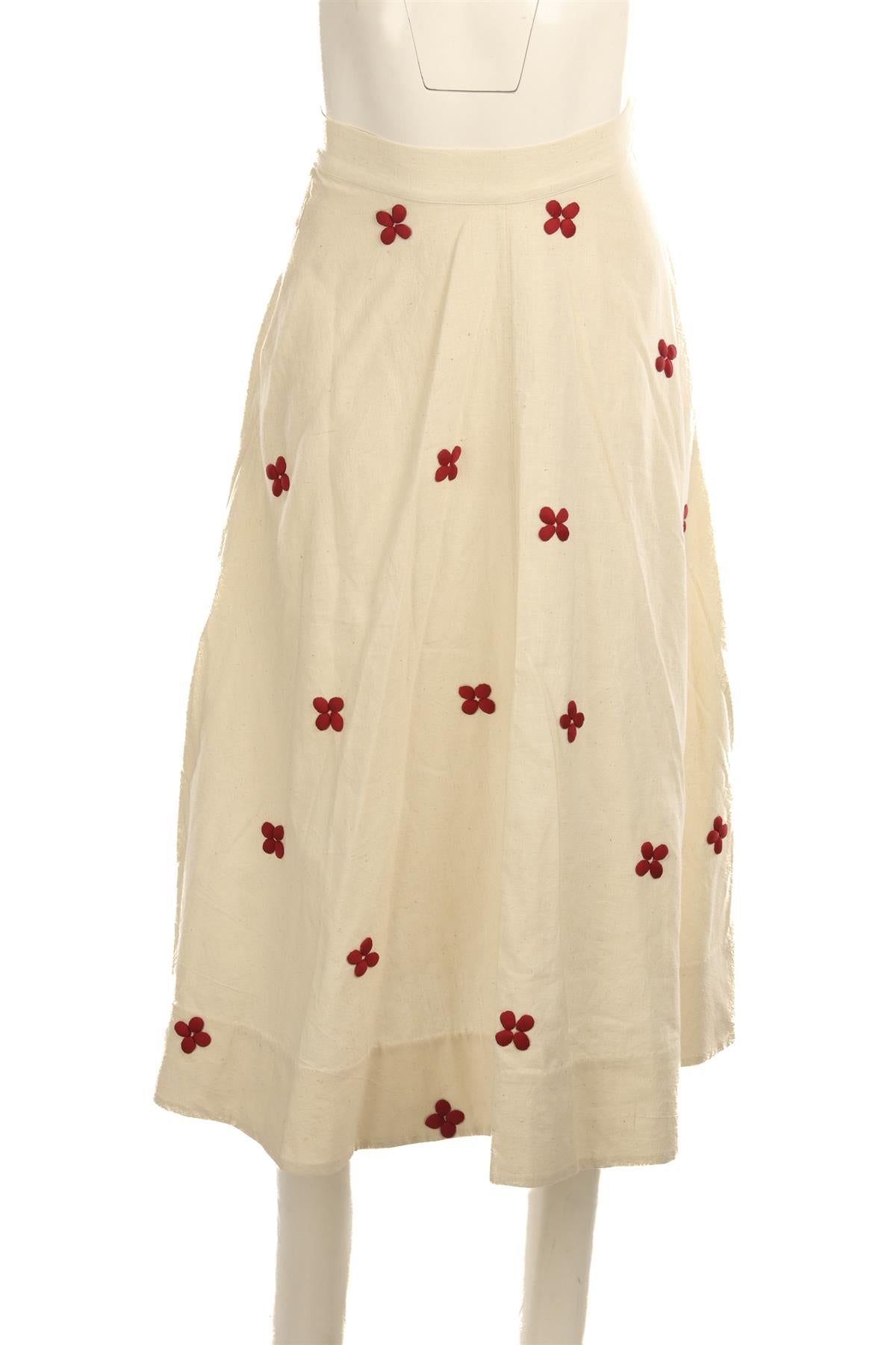CARON CALLAHAN CREAM COTTON MIDI SKIRT XSMALL
