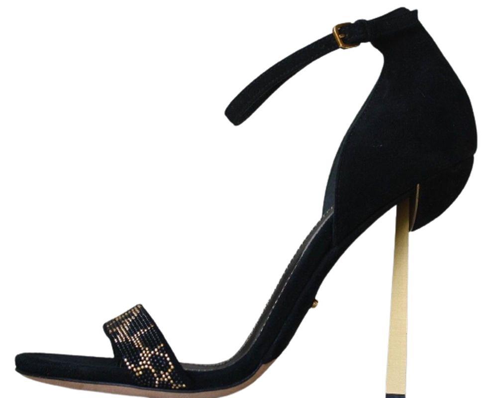 SERGIO ROSSI EMBELLISHED SUEDE SANDALS EU 37.5 UK 4.5
