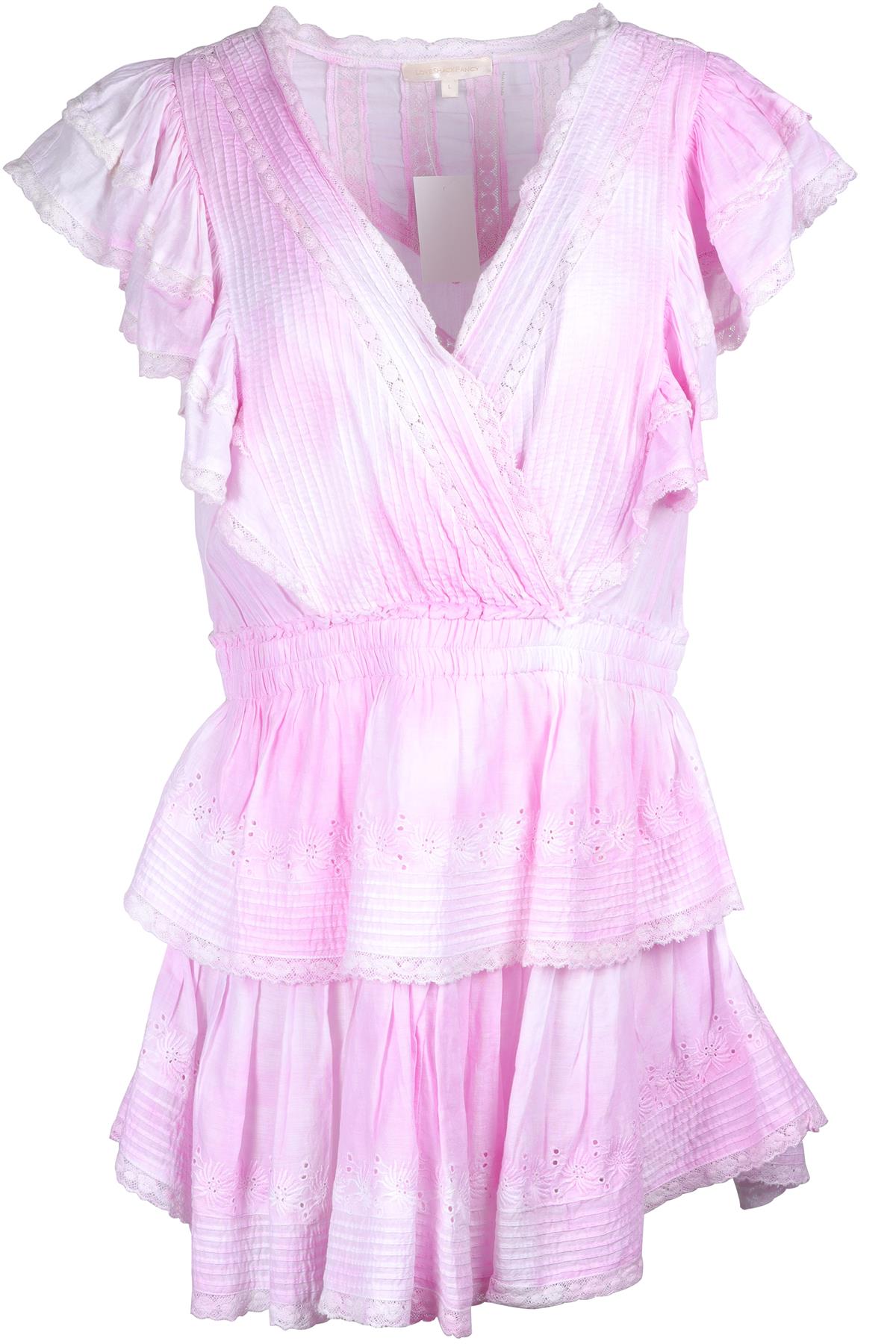 LOVESHACKFANCY PINK COTTON MINI DRESS LARGE