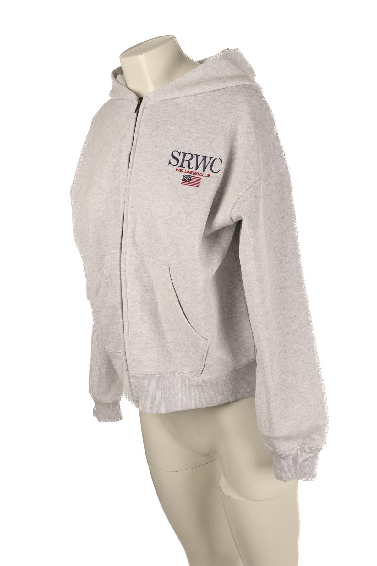 SPORTY & RICH GREY COTTON HOODIE XSMALL