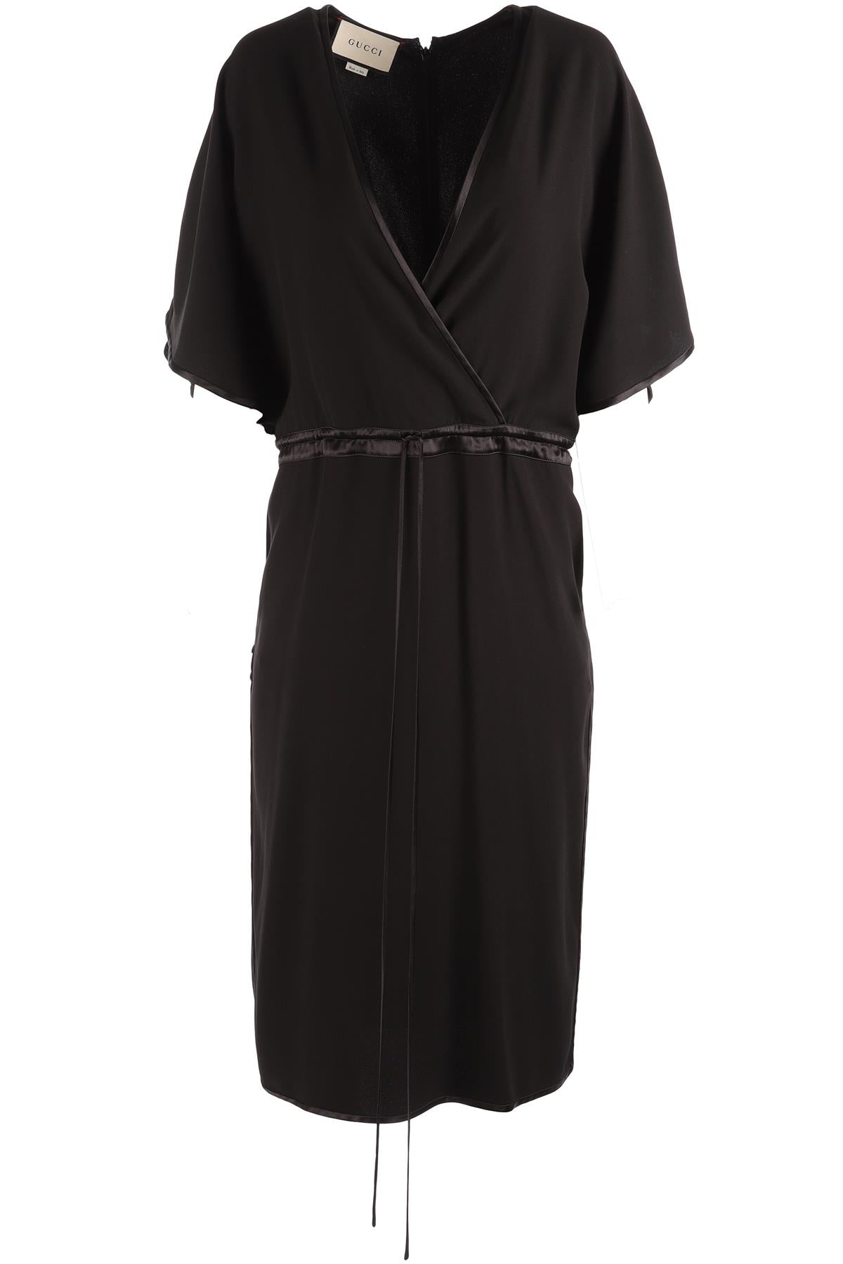 GUCCI BLACK SILK MIDI DRESS IT 42 UK 10