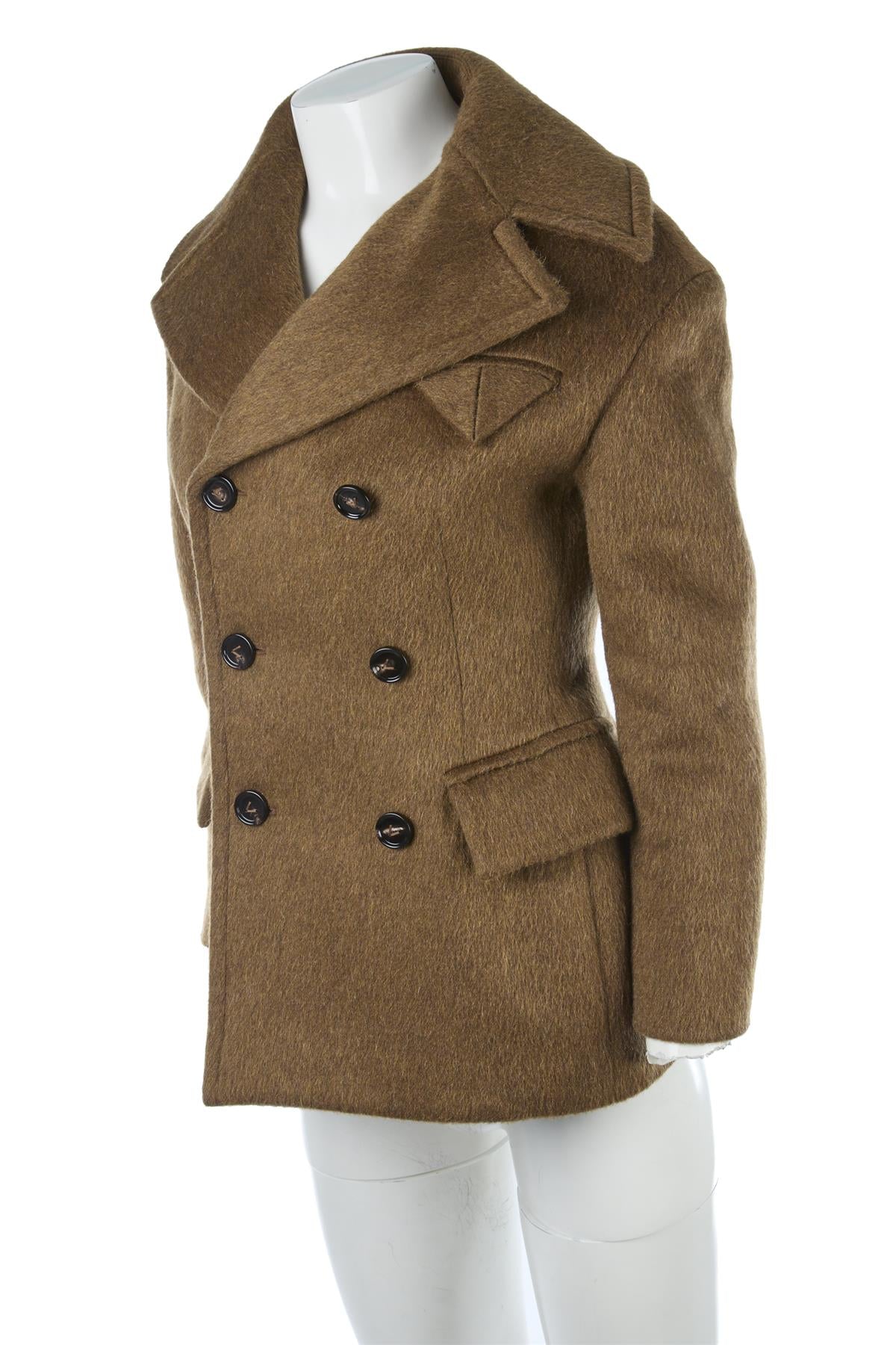 BOTTEGA VENETA KHAKI WOOL JACKET IT 34 UK 2