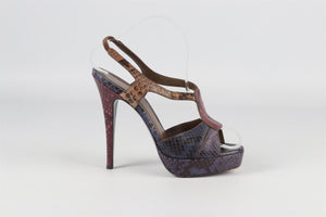 YVES SAINT LAURENT MULTI SNAKESKIN PLATFORM SANDALS EU 38 UK 5 US 8