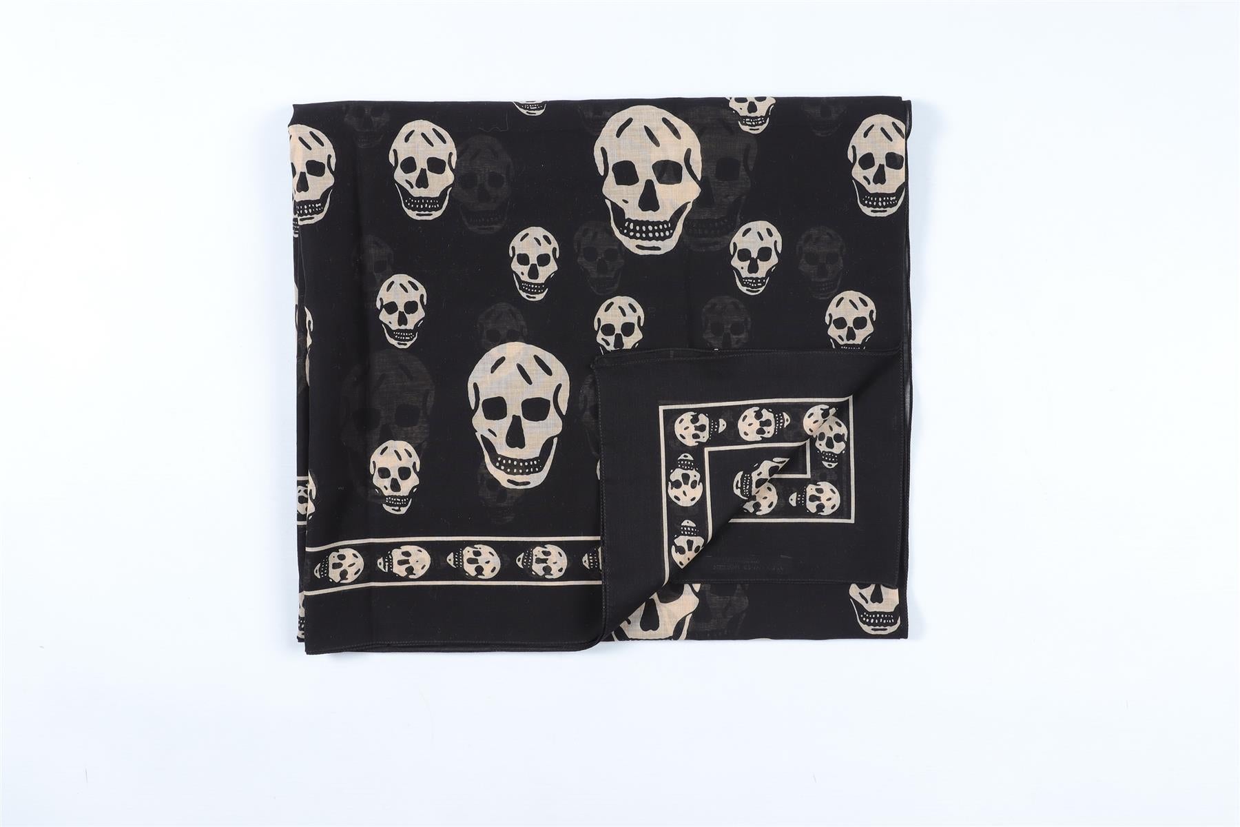 ALEXANDER MCQUEEN BLACK COTTON SCARF