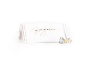 MELISSA JOY MANNING 14K YELLOW GOLD, AQUAMARINE AND OPAL STUD EARRINGS