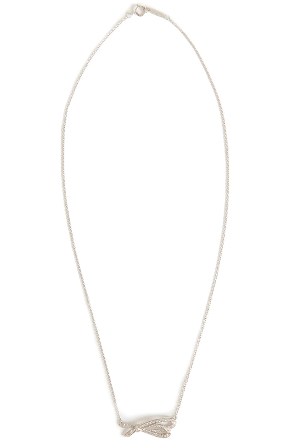 TIFFANY & CO. BOW 18K WHITE GOLD AND DIAMOND NECKLACE