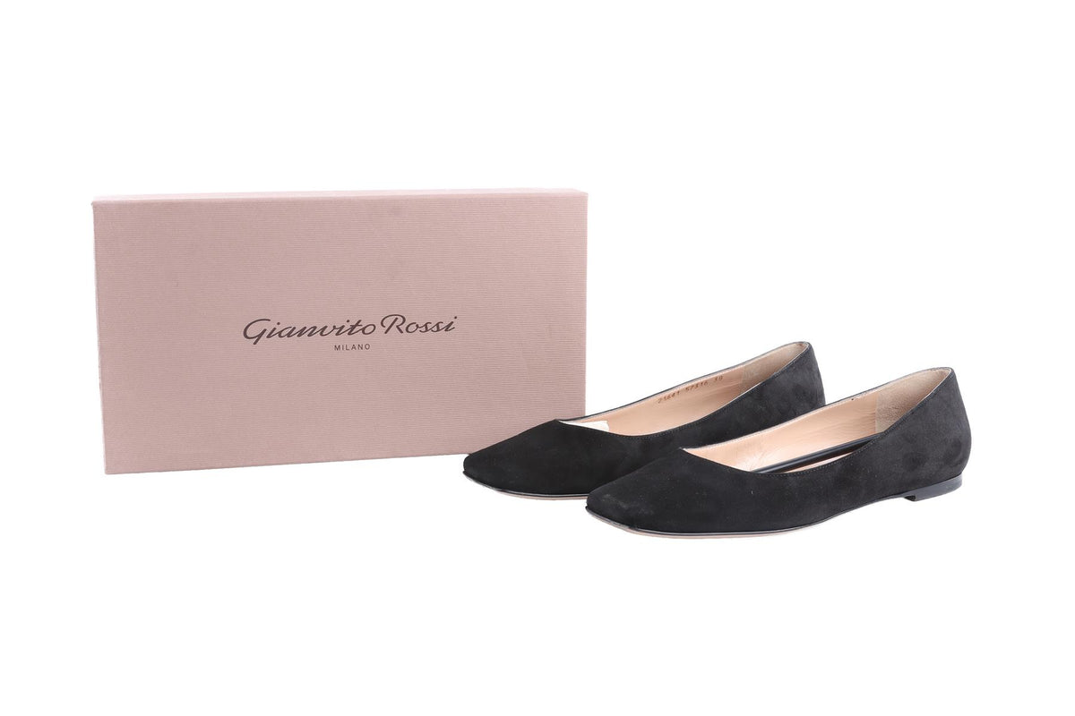 GIANVITO ROSSI BLACK SUEDE BALLET FLATS EU 38 UK 5 US 8