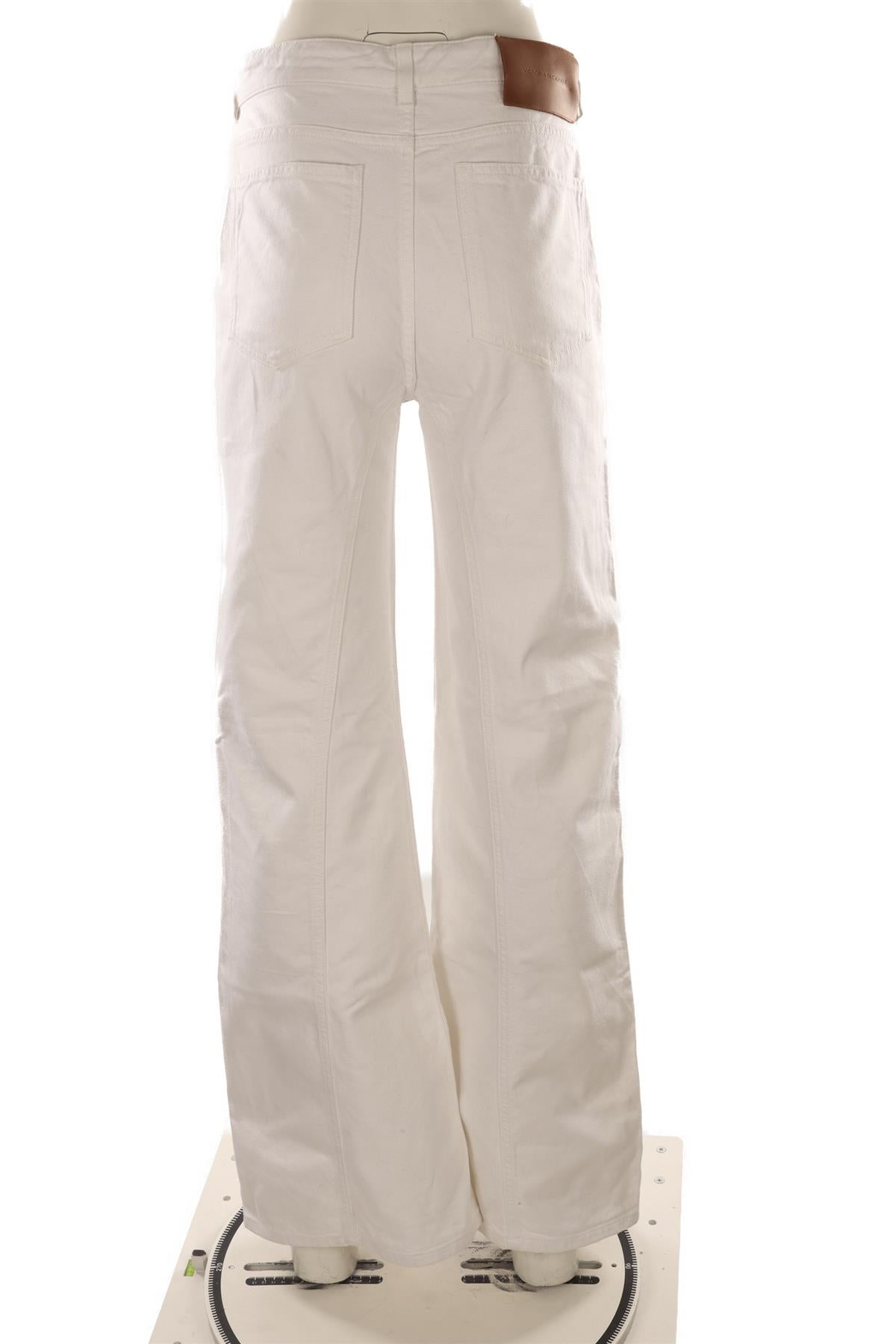 VICTORIA BECKHAM WHITE HIGH RISE FLARED PANTS UK 10