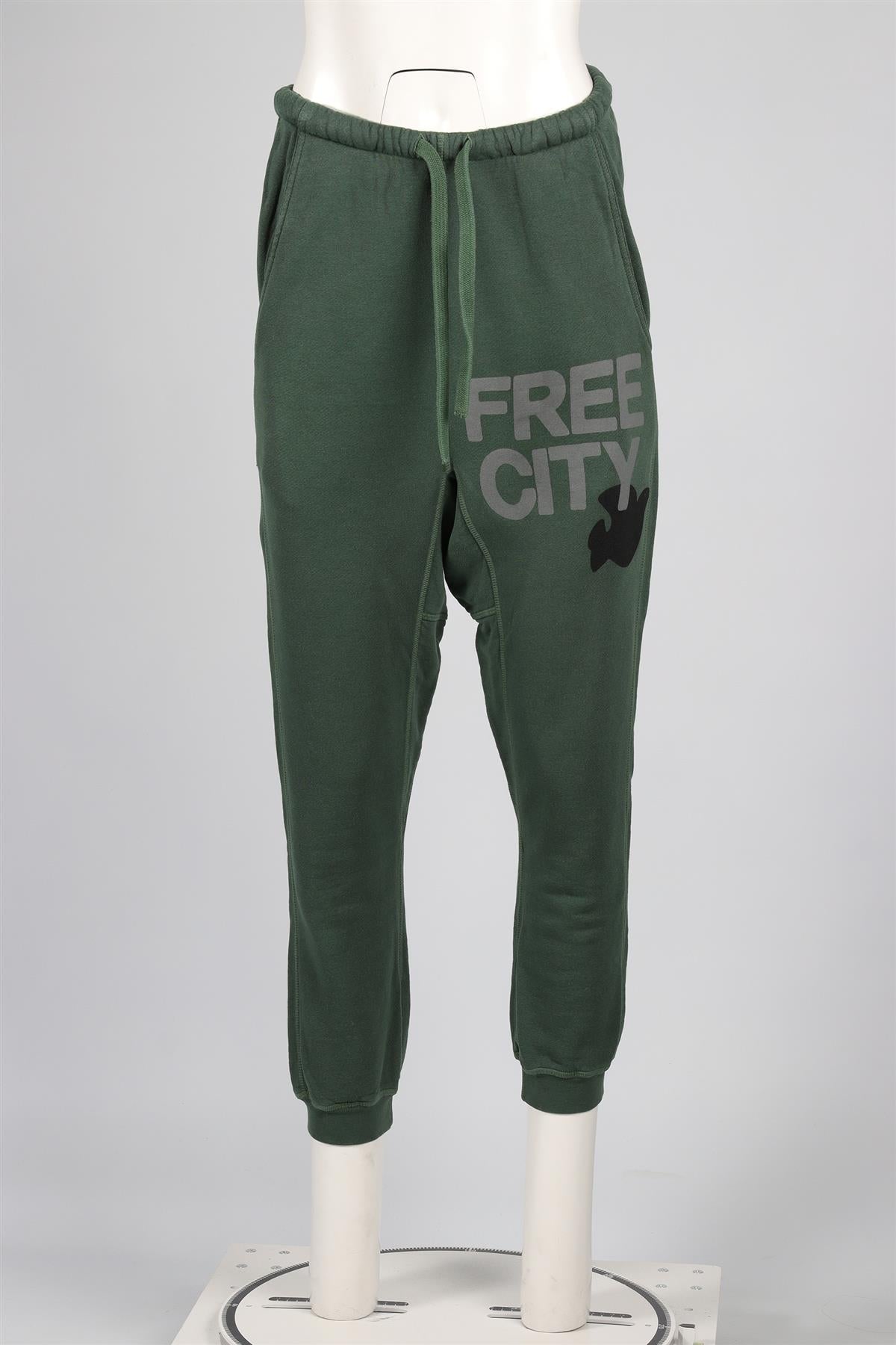 FREE CITY GREEN COTTON TRACK PANTS SMALL