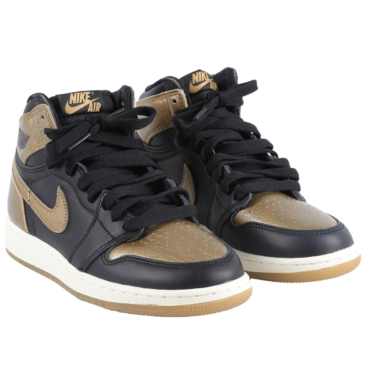 NIKE BLACK AND GOLD LEATHER HIGH TOPS EU 36 UK 3.5 US 4