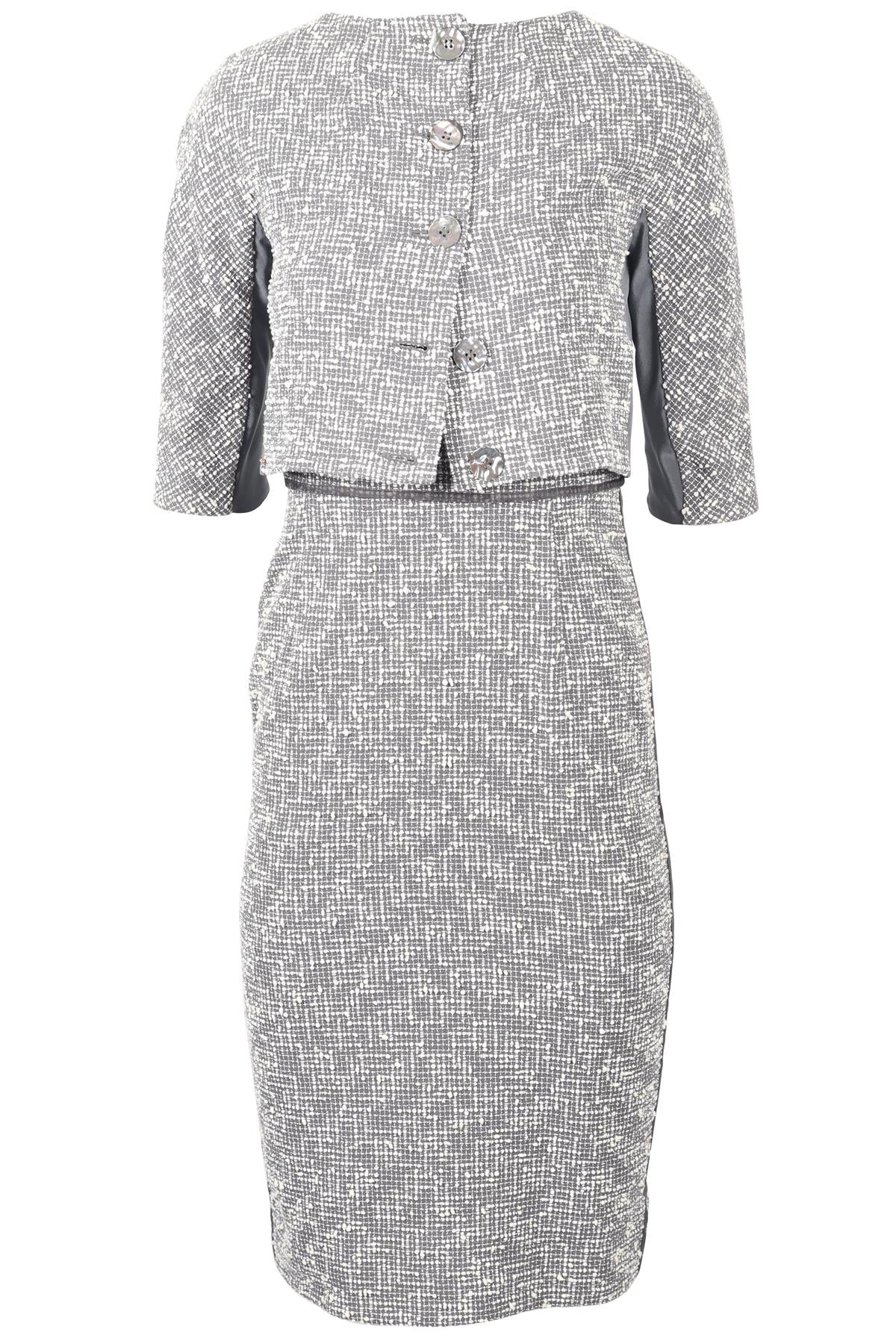 SPORTMAX GREY COTTON MIDI DRESS AND JACKET SET UK 6