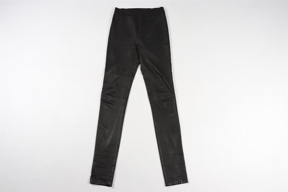 ANN DEMEULEMEESTER BLACK LEATHER LEGGINGS SMALL
