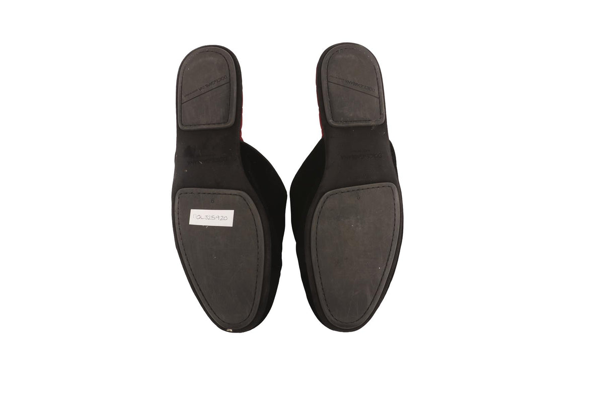 DOLCE & GABBANA BLACK MEN'S VELVET SLIPPERS UK 9 EU 43 US 10