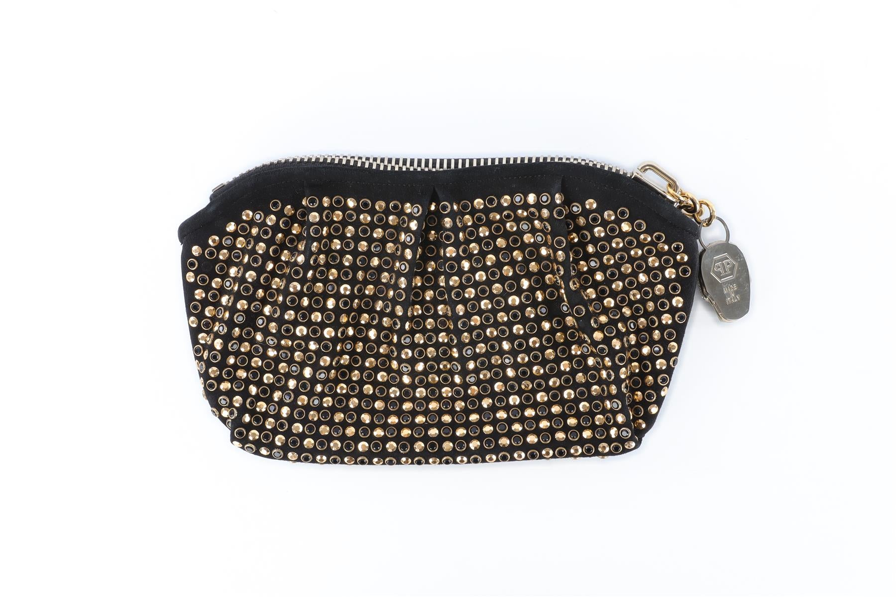 PHILIPP PLEIN BLACK SUEDE CLUTCH