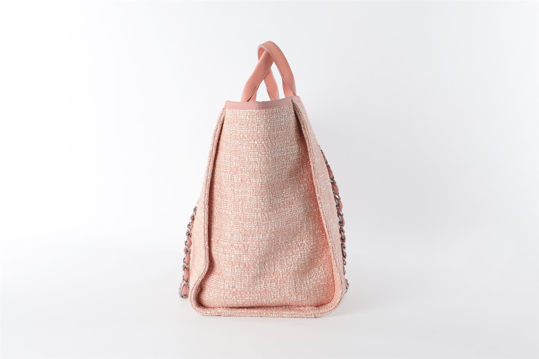 CHANEL PINK 2017-2018 DEAUVILLE MEDIUM FABRIC TOTE BAG