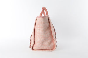 CHANEL PINK 2017-2018 DEAUVILLE MEDIUM FABRIC TOTE BAG