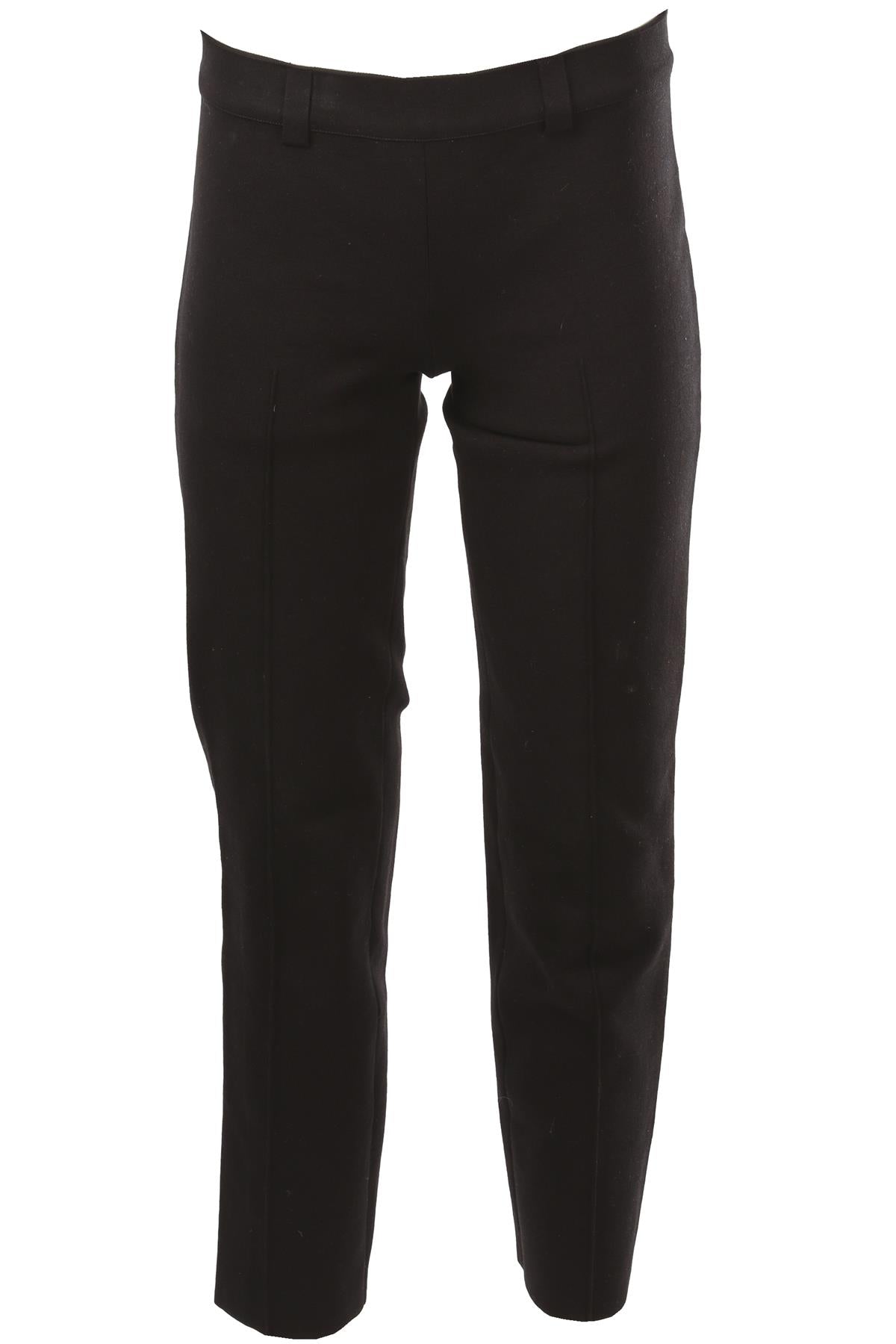 BLACK COTTON STRAIGHT LEG PANTS