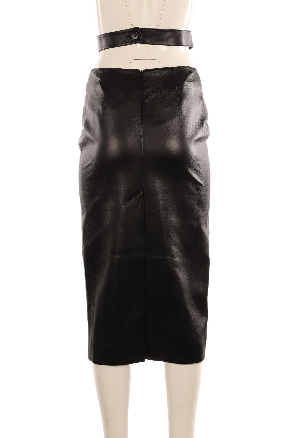 MATÉRIEL BLACK LEATHER MAXI SKIRT SMALL