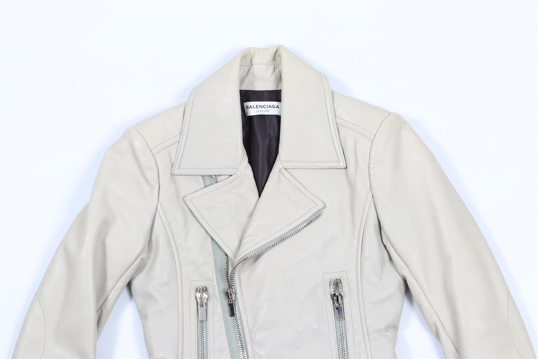 BALENCIAGA CREAM LEATHER JACKET FR 34 UK 6