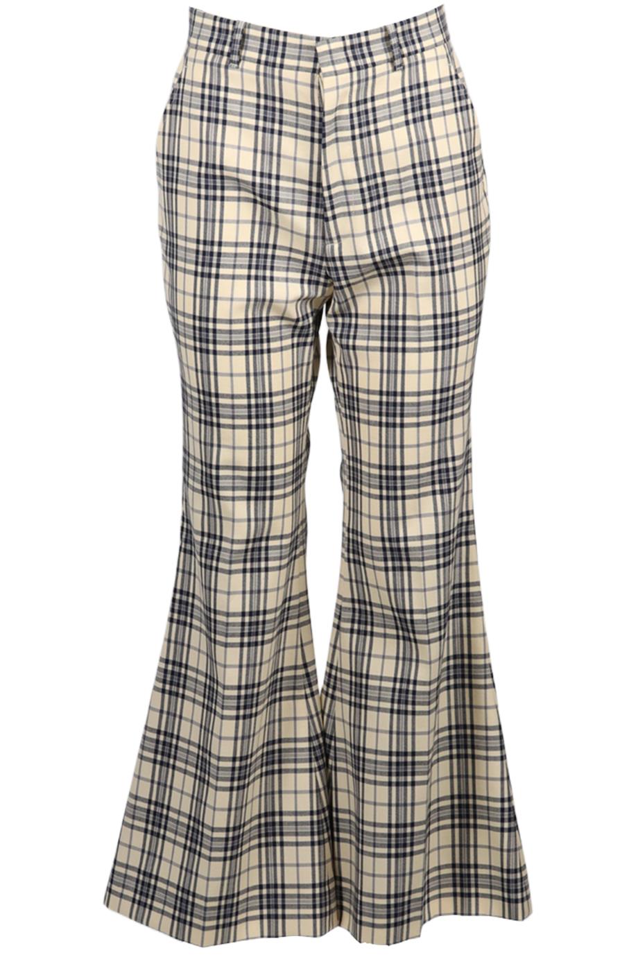 GUCCI CHECKED WOOL FLARED PANTS IT 40 UK 8