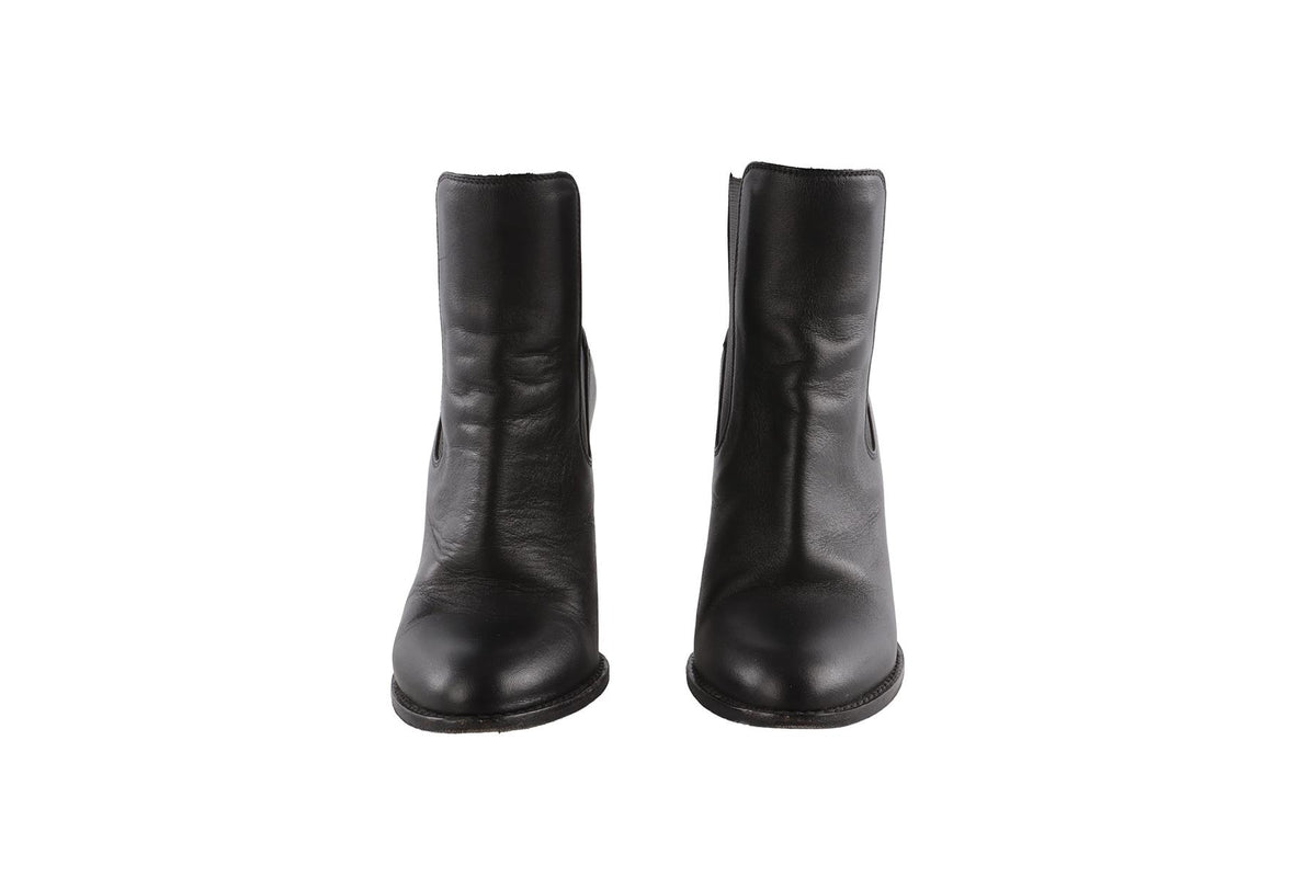 ALEXANDER MCQUEEN BLACK LEATHER ANKLE BOOTS EU 37 UK 4 US 7
