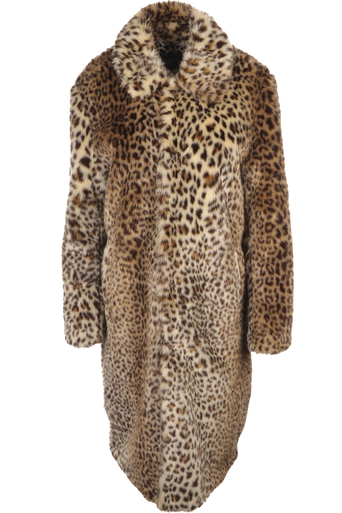 GIAMBATTISTA VALLI + H&M BROWN FAUX FUR COAT SMALL