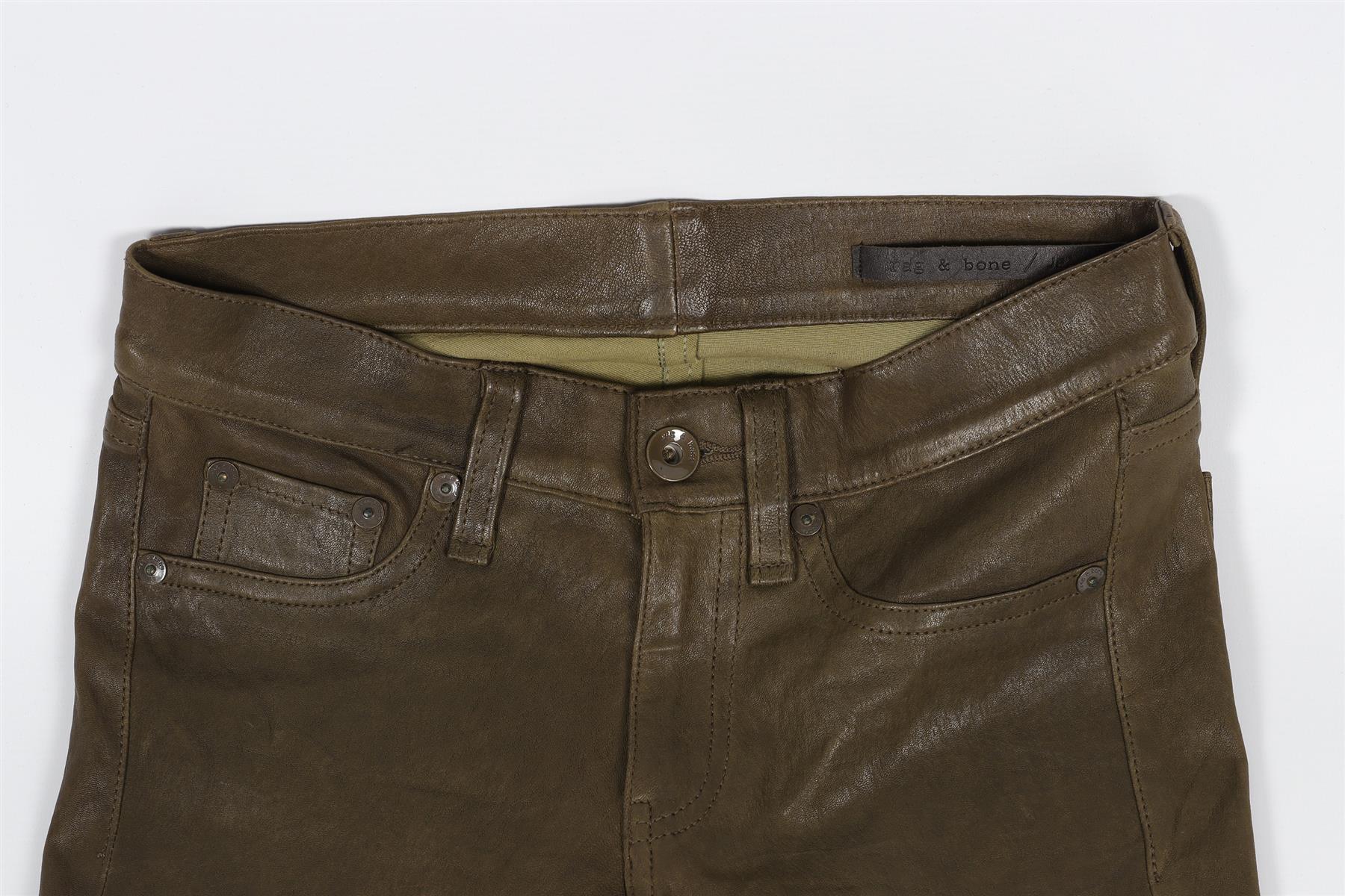 RAG & BONE GREEN LEATHER SKINNY PANTS W 29 UK 10-12