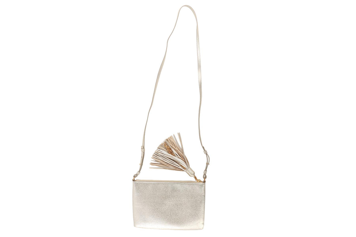 SAINT LAURENT GOLD TEEN MONOGRAM LEATHER CROSSBODY BAG